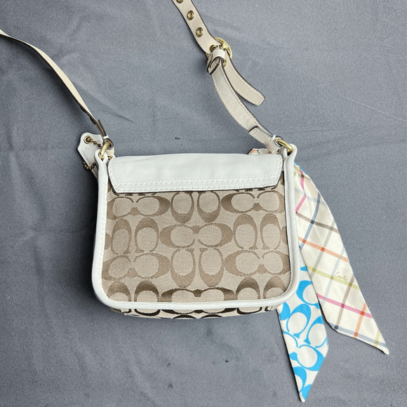 Coach vintage Bleecker Signature Jenny Khaki White jacquard Leather crossbody ba - Picture 12 of 12